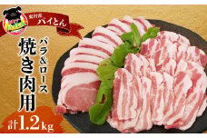 【沖縄アグー豚】東村産　パイとん　焼き肉用（バラ＆ロース／計1.2kg） あぐー あぐー肉 アグー アグー肉 豚肉 パイとん 焼肉 豚焼肉 ブランド豚 豚バラ 豚ロース パイン パイナップル パインアップル 脂身 しょうが焼き 肉野菜炒め 豚しゃぶ 沖縄 東村