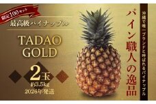 【贈答用：限定100セット】TADAO GOLD【ゴールドバレル】（2玉） ゴールドバレル タダオゴールド ただおごーるど 希少 最高級 沖縄県 東村 パインアップル 贈答用 贈り物 パイン 入手困難 高級フルーツ 玉城忠男 たまきただお トロピカル 糖度 甘い パイナップル 玉城農園
