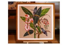 芭蕉紙紅型染「沖縄の花」シリーズ〈月桃〉37ｃｍ額