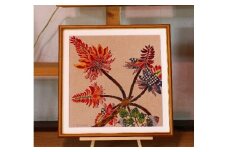 芭蕉紙紅型染「沖縄の花」シリーズ〈デイゴ〉37ｃｍ額