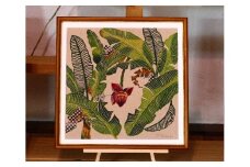 芭蕉紙紅型染「沖縄の花」シリーズ〈糸芭蕉〉37ｃｍ額