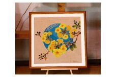 芭蕉紙紅型染「沖縄の花」シリーズ〈イッペー〉37ｃｍ額