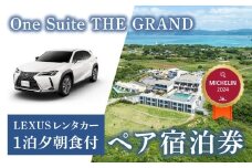 【LEXUSレンタカー付】古宇利島にあるラグジュアリーリゾートで愉しむ大人の極上ステイ ｜ 1泊2日夕朝食付きペア宿泊券（One Suite THE GRAND）