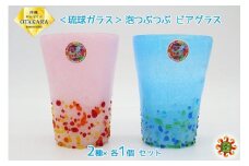 ＜琉球ガラス＞ 泡つぶつぶ ビアグラス 2種×各1個 セット