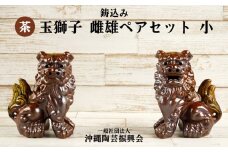 鋳込み　シーサー 雌雄ペアセット【茶】小　