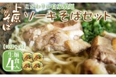 【沖縄そば】こだわりの自家製麺　上原そばのソーキそばセット（生麺4食入り）