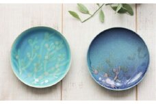 【datta.沖縄南の島陶芸工房】珊瑚プレート 取り皿（2枚セット）瑠璃紺×青色 ☆ やちむん 読谷村 コーラル セット商品 器 お皿 伝統工芸品 地場産品 ブルー