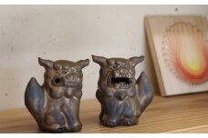 【datta.沖縄南の島陶芸工房】モダンシーサー＜燻し金色＞