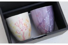 【datta.沖縄南の島陶芸工房】珊瑚タンブラー 紅掛空色x純白（ペアセット）