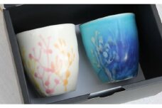 【datta.沖縄南の島陶芸工房】珊瑚タンブラー 瑠璃紺x純白（ペアセット）