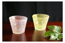 【ガラス工房雫】泡花口広カップ＜ガジュマル＆月桃＞2個セット