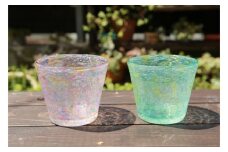 【ガラス工房雫】泡花口広カップ＜ヒルギ＆ランタナ＞2個セット