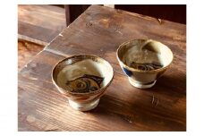 読谷壺屋焼【陶芸城】赤絵魚紋・三彩魚紋ぐい呑み2個セット