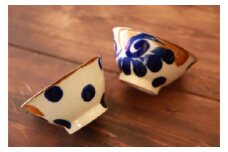 【やちむんカフェ器人】4寸マカイ＜2個セット＞ 〇 伝統工芸品　 沖縄 読谷村 ペア 仲間陶房 一枚焼き 陶器 人気商品 お茶碗 唐草 点打ち