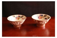 【陶芸工房ふじ】4寸マカイ1枚焼き（ハイビスカス・カメ)と（ハイビスカス・クジラ）セット