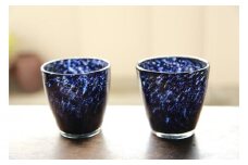 【琉球ガラス工房 硝子家すずめ】星降る夜＜ペア＞ 〇 伝統工芸品 綺麗 かっこいい シック ガラスコップ セット商品 お祝い プレゼント 夜空 宇宙 沖縄 読谷村 手作り