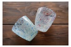 【琉球ガラス工房 硝子家すずめ】＜雲－kumu－＞青・ピンクのセット 〇 伝統工芸品 琉球ガラス 涼しげ おしゃれ プレゼント 贈り物 ペア 2色 泡 初夏 爽やか ハイビスカス 沖縄 読谷村