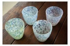 【琉球ガラス工房 硝子家すずめ】＜雲－kumu－＞4色セット 〇 伝統工芸品 琉球ガラス 涼しげ おしゃれ コップ セット 贈り物 プレゼント カラフル インテリア 青空 爽やか 沖縄 読谷村