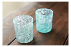 【琉球ガラス工房 硝子家すずめ】サンゴ・青空＜ペア＞ 〇 伝統工芸品 琉球ガラス グラス 空 インテリア 海 セット 沖縄 読谷村 雑貨 プレゼント 贈り物 ロックグラス グリーン