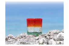 【RYUKYU GLASS WORKS 海風】ロックグラス「残波の夕日・緑」