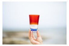 【RYUKYU GLASS WORKS 海風】残波の夕日ビアグラス（青）