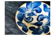 限定数量・予約【陶器工房　虫の音】大唐草コバルト7寸皿