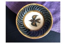 限定数量・予約【陶器工房　虫の音】　指描き鳥呉須7寸皿