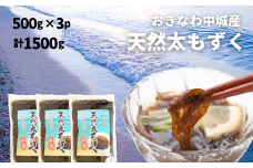 【2025年5月以降発送開始】中城村産「天然」太もずく（500ｇ×3パック）もずく酢 三杯酢 酢の物 海藻 てんぷら かき揚げ サラダ 低カロリー ミネラル ビタミン フコイダン 水溶性食物繊維 小鉢 副菜 沖縄県産