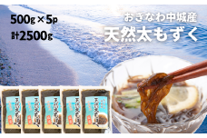 【2025年5月以降発送開始】中城村産「天然」太もずく（500ｇ×5パック）もずく酢 三杯酢 酢の物 海藻 てんぷら かき揚げ サラダ 低カロリー ミネラル ビタミン フコイダン 水溶性食物繊維 小鉢 副菜 沖縄県産