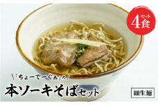 〈細生麺〉ちょーでーぐぁ 沖縄そば(本ソーキ)4食セット【1523261】