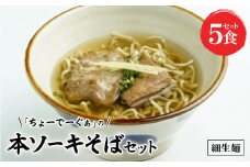 〈細生麺〉ちょーでーぐぁ 沖縄そば(本ソーキ)5食セット【1523265】