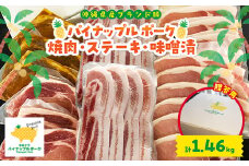 ＜贈答用＞パイナップルポーク 焼肉・ステーキ・味噌漬セット(総重量1.46kg)【1454343】