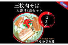 三枚肉そば(太麺・大盛り3食セット)沖縄そば【1471020】