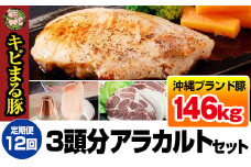 【定期便:12回】沖縄キビまる豚３頭分アラカルトセット（約146kg）