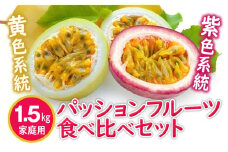 【2025年発送】沖縄県産パッションフルーツ食べ比べセット1.5kg　家庭用　黄色系統・紫色系統混合