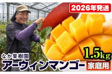 【2026年発送】なか果樹園　家庭用　アーウィンマンゴー1.5kg