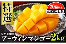 【2026年発送】なか果樹園　特選　アーウィンマンゴー2kg　限定20箱