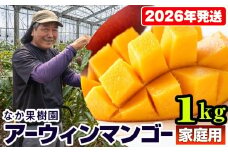 【2026年発送】なか果樹園　家庭用　アーウィンマンゴー1kg