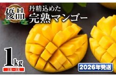 【2026年発送】「優品」丹精込めた完熟マンゴー1kg　2玉～3玉
