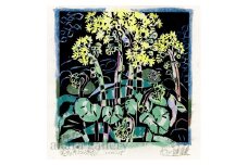 名嘉睦稔　木版画「寄り添うつわぶき」＆島の特産品No28ーA