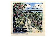 名嘉睦稔　木版画「真昼の草刈」＆島の特産品No45ーA