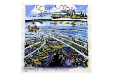 名嘉睦稔　木版画「水面裂く」＆島の特産品No46ーA