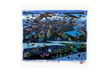 名嘉睦稔　木版画「珊瑚花畑六『海人』」＆島の特産品No52ーA
