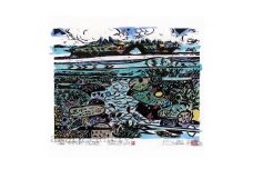 名嘉睦稔　木版画「珊瑚花畑二十九『上陸』」＆島の特産品No54ーA