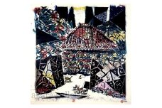 名嘉睦稔　木版画「クロトンのヒンプンのある家」＆島の特産品No59ーA