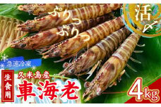 【久米島漁協】活〆冷凍車海老　生食用4kg 海の幸 海鮮 車えび クルマエビ 車海老 高級食材 生食 刺身 鮮度抜群 プリプリ 甘み 旨味 塩焼き 天ぷら 素揚げ フライ パスタ ピザ BBQ シーフード