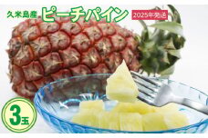 【2025年発送】比屋定農園 ピーチパイン 3玉（計約1.5kg） パイナップル パイン 高級 桃 ピーチ 果肉 甘酸っぱい ジューシー 芳醇な香り スナック感覚 フルーツ 果物 ジュース スムージー ヨーグルト アイス ケーキ タルト 沖縄 久米島
