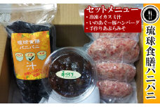 【琉球食膳パニパニ】冷凍イカスミ汁・いのあぐー豚ハンバーグ・手作りあぶらみそセット - ご当地 ご当地グルメ イカ墨 健康食 郷土料理 滋養強壮 ローカルテイスト 沖縄料理 ハンバーグ 豚肉 冷凍 油味噌 あぶら味噌 ごはんのお供 定食 沖縄料理 沖縄県 八重瀬町