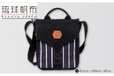 「琉球帆布」ツートンショルダーS / ブラック＆ネイビー - 帆布 キャンバス生地 布 丈夫 バッグ 斜め掛け 肩掛け おしゃれ 男女兼用 琉球帆布 手仕事 伝統技術 沖縄県 八重瀬町【価格改定】