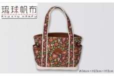 「琉球帆布」ショッピングトート / ブーゲンビリア - 帆布 布 丈夫 トートバッグ 人気 アーティスト イラストレーター Pokke104 池城由紀乃 おしゃれ レディース ファッション お出かけ かばん 鞄 手仕事 手づくり ハンドメイド 琉球帆布 伝統技術 沖縄県 八重瀬町【価格改定】